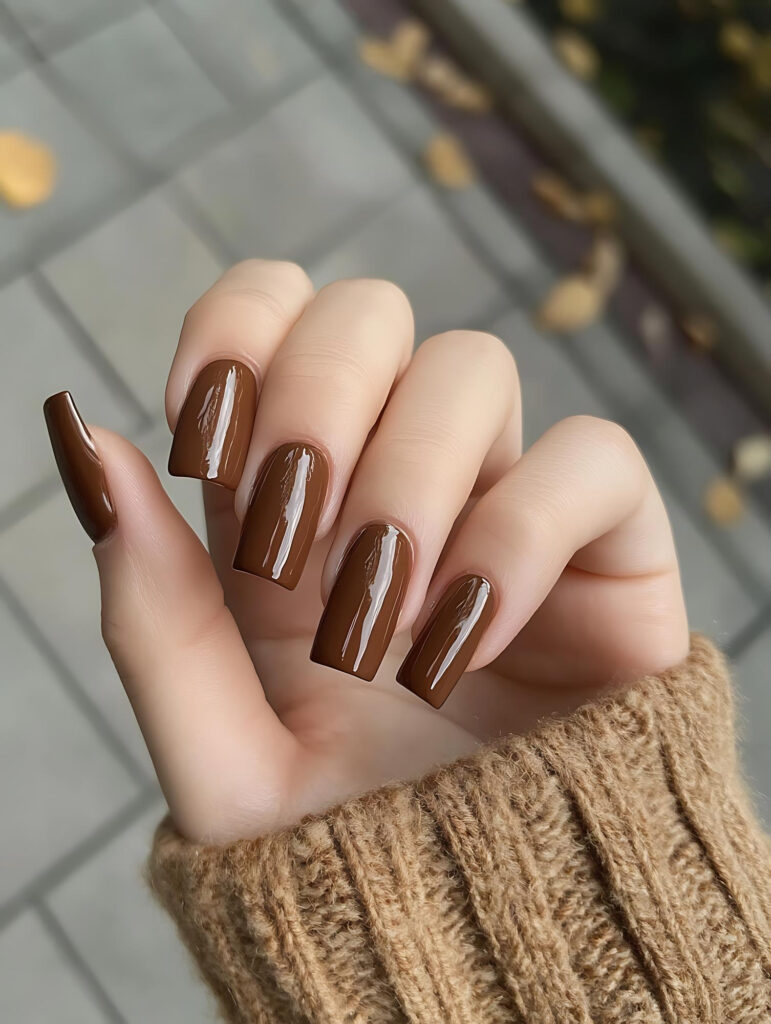 Nail color Brown minimalist style